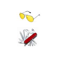 Combo of (Swiss Knife & Yellow Night Vision Sunglass)