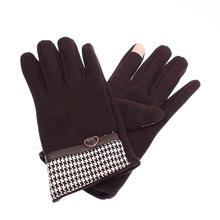 Plain Fancy Screen Touch Gloves Fur Inside Brown