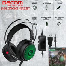 DACOM GH08 Gaming Headset with LED Light HD Mic 3.5mm Wired Gamer Headphone Stereo Sound for PC Computer Phones Laptop PS4 X-BOX