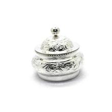 Pure Silver Flower Carved Sindur Box - SSB28198 - 102.12g