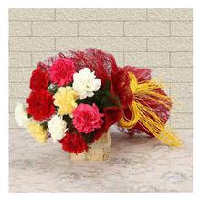 10 Mix Carnation With Jute Packing Bouquet