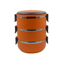 Plastic Lunch Box Three layer (2100 ml), Orange-1 Pc