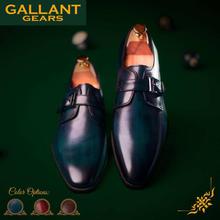 Gallant Gears Blue Single Monk Strap Leather Slip-on Shoes For Men - (5231-B10)