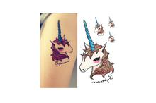 Lovely Cartoon Unicorn Design Flash Tattoo Sticker