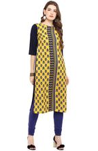 Women Floral Printed Straight Kurtis – Yellow