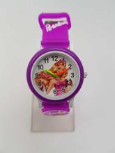 Barbie Rubber Strap Analog Watch with Coloring Book For Kids- Purple