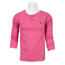 Pink Plain Henley T-Shirt For Men