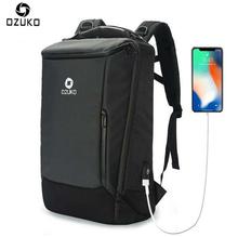 OZUKO Brand Men And Women Business Backpack USB 17inch Computer Laptop Backpack Fashion Schoolbag Multifunction Waterproof Travel Bagpack