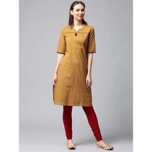 Women's Self Design Straight Kurta  (Yellow) -(kurta only)