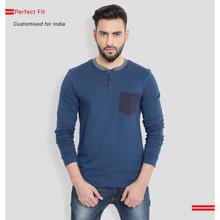 Solid Men Henley Dark Blue T-Shirt