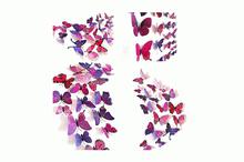 Pink 12Pcs 3D Butterfly Wall Stickers With Pins