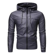 Men's Fashion Hooded PU Leather Jacket