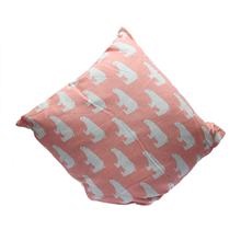 Polar Bear Print Linen Cushion (Pink)