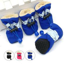 4pcs Waterproof Winter Pet Dog Shoes Anti-slip Rain Snow Boots Footwear Thick Warm For  Small Cats Dogs Puppy Dog Socks Booties