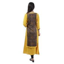 Yellow Slub rayon Double Layered Kurti For Women- BC 1004