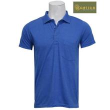 Royal Blue Polo Neck Cotton T-shirt For Men