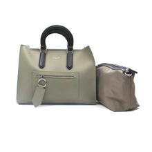 David Jones Sage Green Zippered Handbag With Pouch For Women