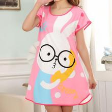 TOP nightgown women Cartoon Polka Dot Sleepwear Short Sleeve