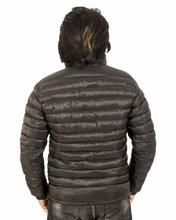 Men's Blue Black Quilted Windproof Jacket