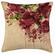 Set of 5 Jute Digital Printed Cushion Cover - Red Floral Color