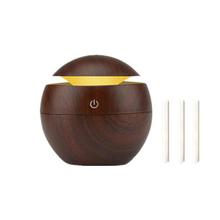 Mini Ultrasonic Air Humidifier USB Aroma Diffuser Wood Grain LED Night