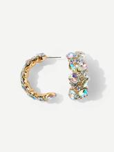 Rhinestone Engraved Half Hoop Earrings 1pair