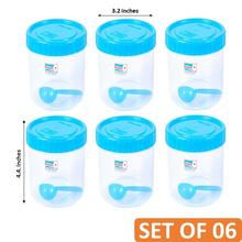 Set Of 06 Plain Large Plastic Utility Containers With Spoon - Bagmati