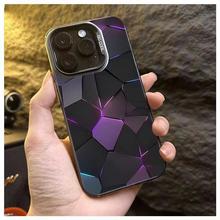 MissConnie Hexagonal Irregular Shape Purple Energy Phone Case Compatible for IPhone 15 11 12 13 14 7 8 Pro Max XR X XS Max Soft Shockproof Cover