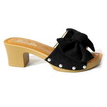 Black Bow Designed Open Toe Sandals For Women