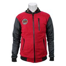 Maroon/Black Two-Tone Fleece Bomber Jacket For Men