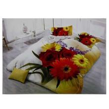 Yellow/White Floral Printed 5D Bed Set With Duvet Cover