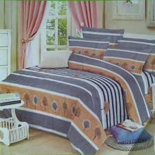 Light Purple Stripe With Printed Design Double Bed Size Bed set (1 Blanket Cover + 1 Bed Sheet + 2 Pillow Covers )