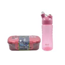 Tiffin Box with Water Bottle, Pink-2 Pcs