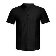 Men's Casual Blouse Cotton Linen shirt Loose Tops Short