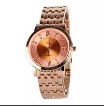 Ultima White Dial Round Analog Watch For Women - Golden