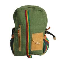 Green Hemp Vertical Zippered Backpack- Unisex