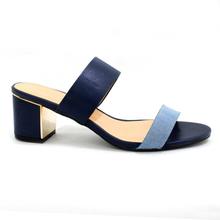 DMK Navy Blue Double Strap Block Heel Shoes For Women - 64483
