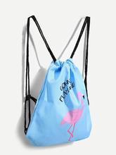 Flamingo Print Drawstring Backpack