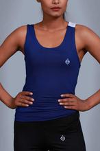 Sapphire Blue Polyester/Viscose Drape Tank Top For Women