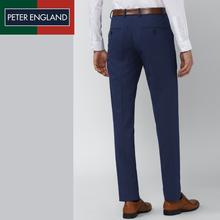 Peter England  Share Navy Check Slim Fit Formal Trousers for Men - PETFONSP369987