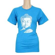 Buddha Printed 100% Cotton T-Shirt For Women- Sky Blue