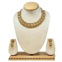 Golden Antique Necklace With Pijada Earrings Set For Women