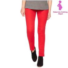 Red Solid Maternity Formal Pants For Women