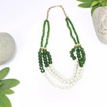 Green/Golden Beaded Open Collar Pote Necklace for Women