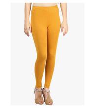 Dark Yellow Solid Churidaar Leggings For Women