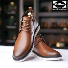 Caliber Shoes Tan Brown Side Chain Lace Up Boots For Men - ( W 409 C)