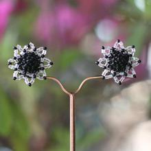 Black/White Floral Beaded Pote Studs