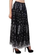 Pkshee  Black Printed Cotton Skirt For Women