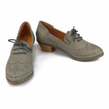 Grey Laser Cut Lace Up Casual Shoes For Women