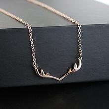 Rose Gold Elk Horns Charm Pendant Necklace For Women